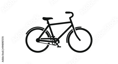 Simple black silhouette of a classic bicycle with rounded features