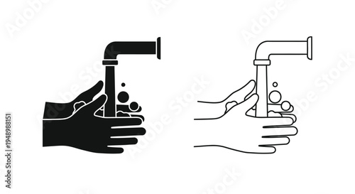 Handwashing illustration Depicting proper technique with and without fill