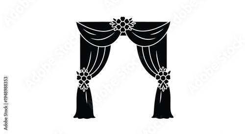 Elegant black curtains with floral decorations a dramatic silhouette