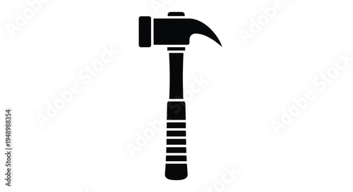 Simple black silhouette of a claw hammer on a white background