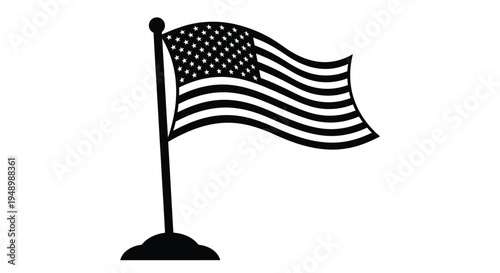 American flag waving proudly on a white background a striking silhouette