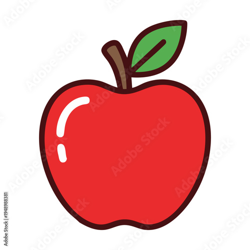 Fresh Red Apple Vector Illustration