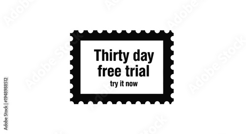 A black stamp with text advertising a free trial silhouette