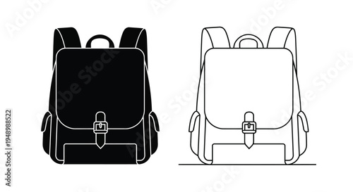 Two school backpacks one solid black one outlined in white