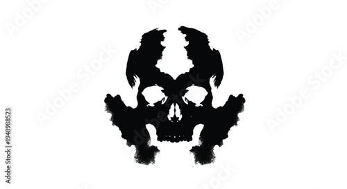 Abstract inkblot resembling a skull dramatic and darkly artistic silhouette