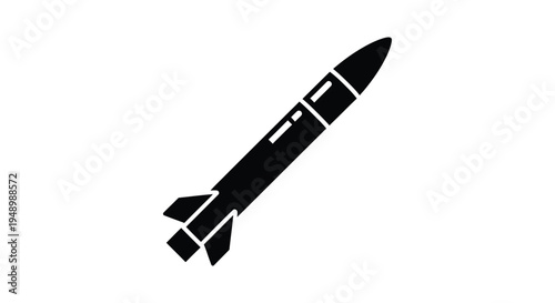 A sleek black rocket illustration in a sharp silhouette