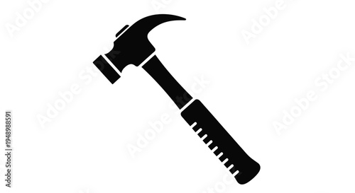 A black silhouette of a claw hammer against a white background