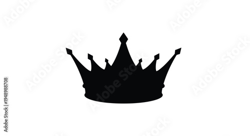 A regal black crown is prominently displayed as a silhouette