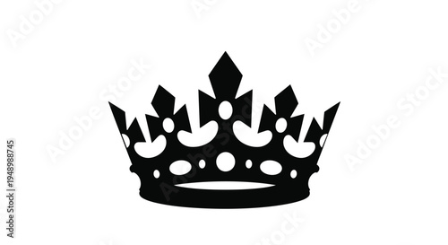 Detailed black crown illustration against a white background silhouette