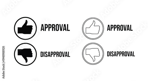 Approval and disapproval signs with hand gestures a stark silhouette