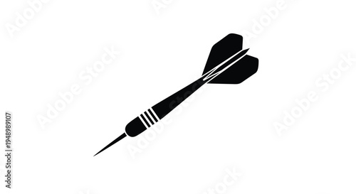 A black dart in flight sharply defined silhouette