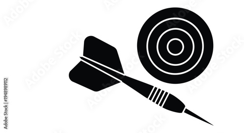 A flying dart aimed towards a target a striking black silhouette