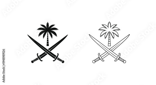 Saudi arabia s national emblem featuring palm trees and crossed swords
