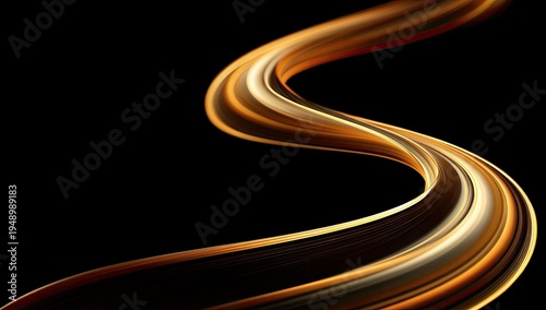 Flowing abstract golden ribbon against a dark, deep background