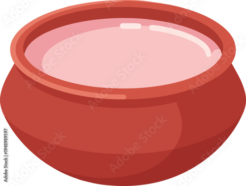 Traditional Indian Bengali sweet yogurt mishti doi served in a classic red earthen clay pot for delicious cultural festival desserts and healthy dairy nutrition.