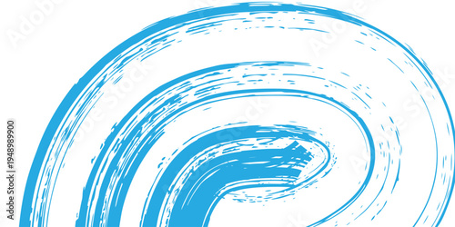 A pack of bent light blue ink vector lines. Long, rounded hand-drawn brush strokes, highlighted text, frames, and circles. Modern Asian calligraphy.