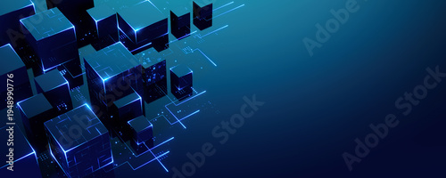 Futuristic tech abstract technology background with copy space, Artificial Intelligence, Big Data, Database Concept - 3d illustration