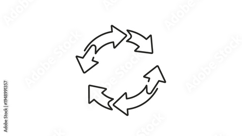 Simple Black Arrows Forming Circular Motion.