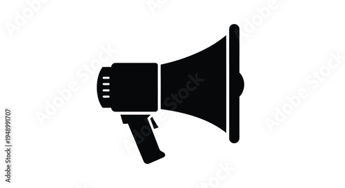 Simple black silhouette of a vintage handheld megaphone