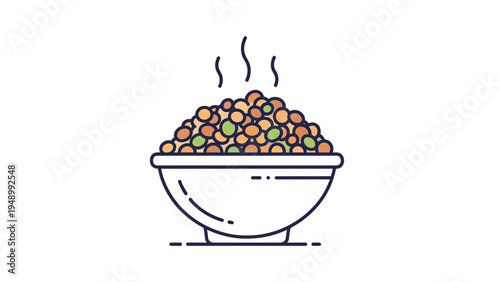 Steaming Hot Cereal in White Bowl.