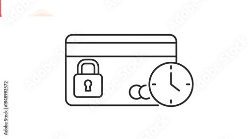 Credit Card with Lock and Clock Icon.
