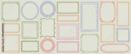 A collection of decorative frame in various colors and shapes on a white background decorative frames