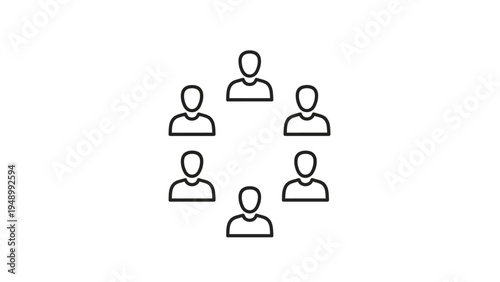 Group of People Icons in Circle Formation.