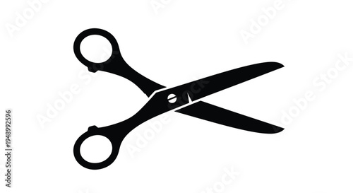 Black silhouette of open scissors against a white background