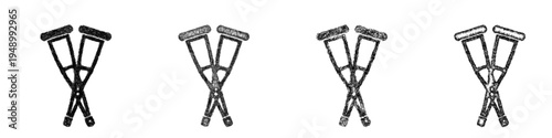 Sketch crutches icon design set