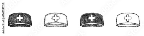 Sketch surgical cap icon design set