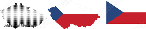 Czech Republic Map with National Flag and Halftone Map Vector Illustration