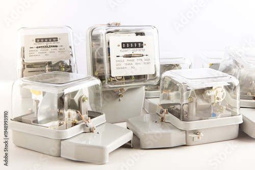 Cuadro en lienzo Electric meter power tool isolated from white background.