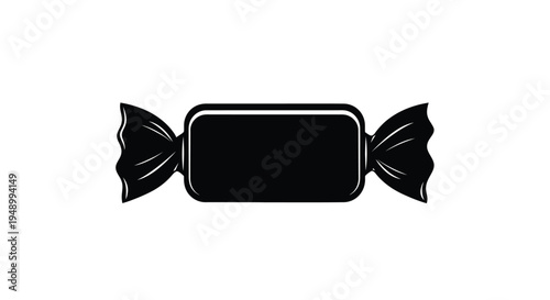 A simple black and white illustration of a wrapped rectangular candy