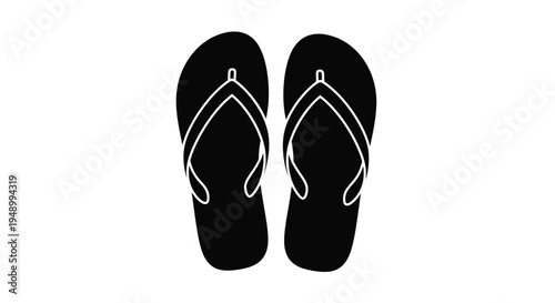 Black flip flops isolated on a white background simple footwear illustration