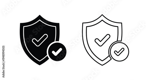 Two shield icons with checkmarks one filled and one outlined