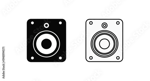 Two speaker icons one solid black the other outlined with a grid pattern