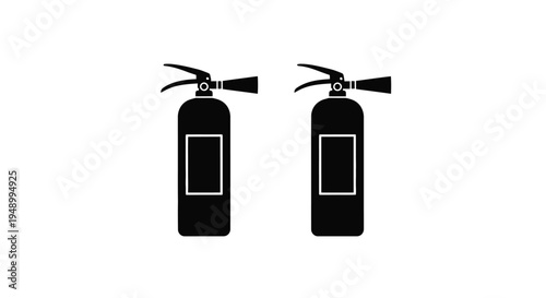 Two black fire extinguishers depicted as simple flat vector icons