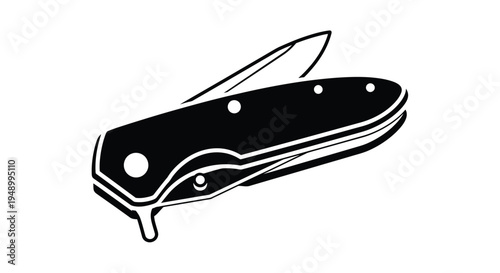 Black and white illustration of a partially open pocket knife