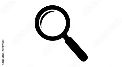 Magnifying glass icon with black outline and handle, simple vector illustration. featuring detective tool,