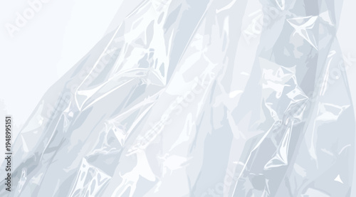 Crinkled plastic bag on a white surface with smooth folds and creases isolated on white background