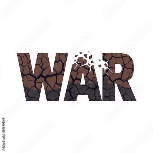 War text effect with cracked earth texture on white background