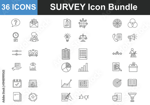 Survey icon bundle for market research and business analysis tools