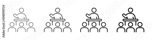 Public Speaking and Keynote Presentation Icon Line art Vector illustration editable