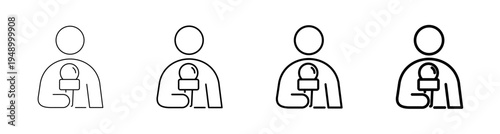 Professional Journalist and Field News Reporting Icon Line Art Vector illustration editable