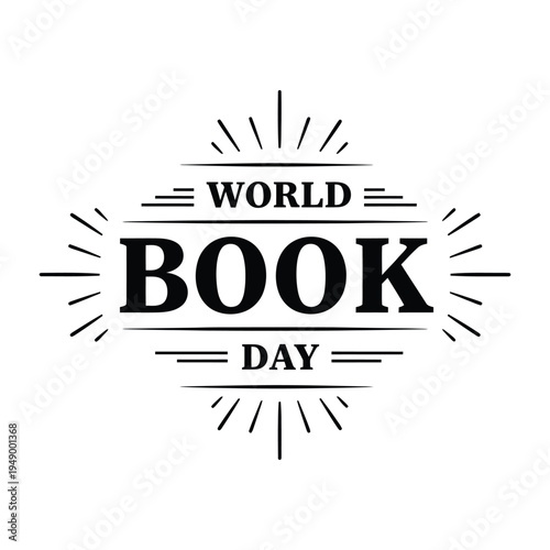 World book day logo with bold typography and radiating lines