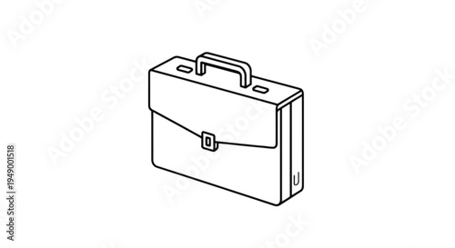 A classic briefcase with a handle and latch closure isolated on transparent background, Vector