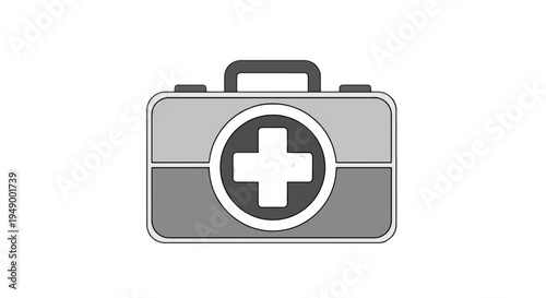 Medical aid icon featuring a suitcase with a red cross symbol isolated on transparent background, Vector