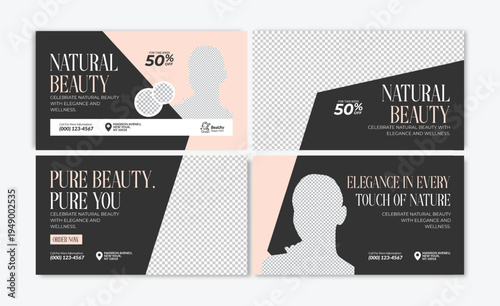 Natural Beauty Skincare Salon Services EPS Vector for Web Banner and Thumbnail Design