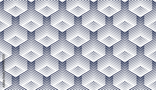 3D cubes seamless background, abstract tiling endless pattern with blocks, cubic optic construction wallpaper, surreal op art surface modular abstraction.