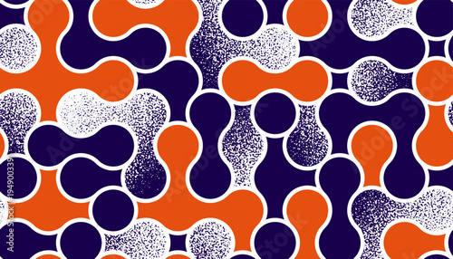 Fluid shapes dynamic seamless pattern, vector molecules endless abstract background, graphic style liquid in motion tiling wallpaper.